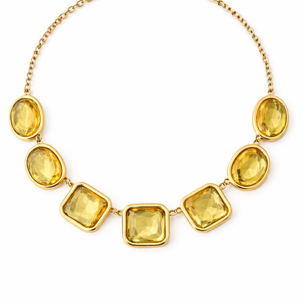 kate spade Gold-Tone Yellow Gemstone Statement Necklace